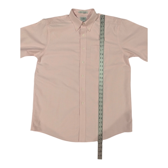 LL Bean Wrinkle Resistant short sleeve pink button shirt. #215174 Men's size 16 - Picture 5 of 6